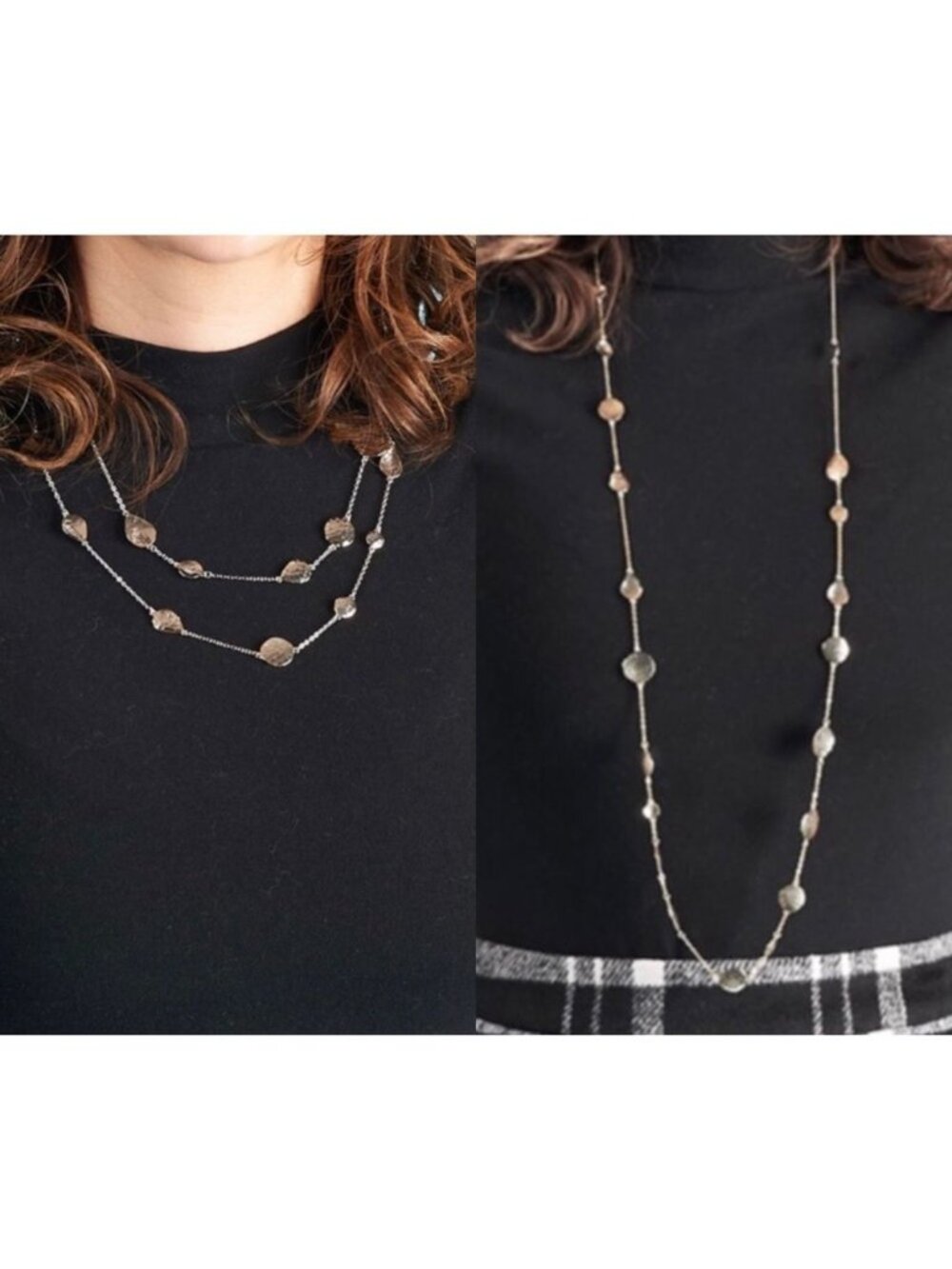 Melinda Maria Sabrina Gold-Tone Hammered Disc Necklace Adjustable Lightweight - Picture 3 of 10